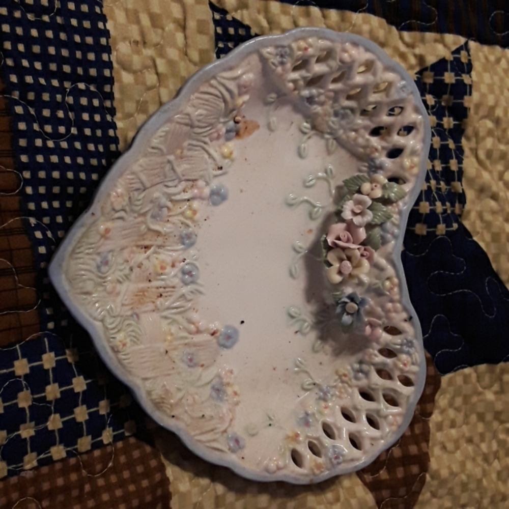 Heart shaped glass dish